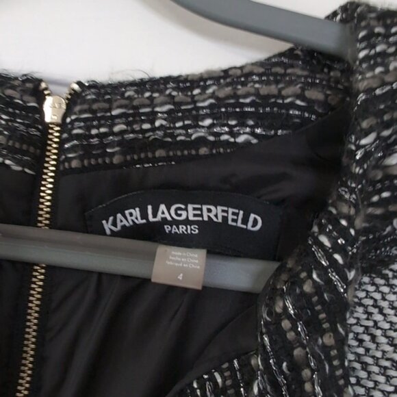 Karl Lagerfeld Tweed Office Business Casual Old Money Preppy Sheath Dress 4 - Picture 4 of 7